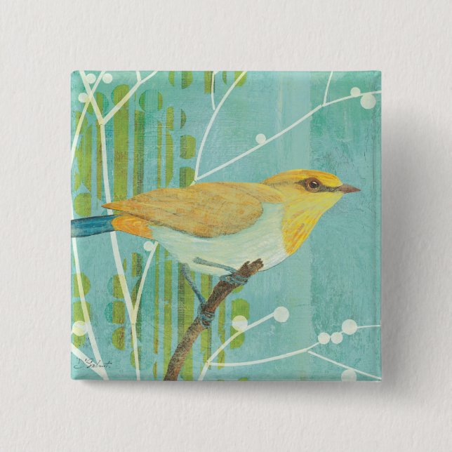 Blauer Himmel-Singvogel Button (Vorderseite)