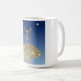 Blauer Himmel: Sterne, ein Vogel und sein goldener Kaffeetasse