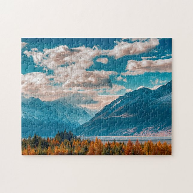 Blauer Himmel über Berge Jigsaw Puzzle (Horizontal)