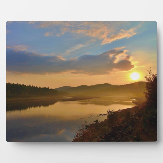 Blauer Himmel und goldener Sonnenaufgang - Crossro Fotoplatte (Vorderseite)
