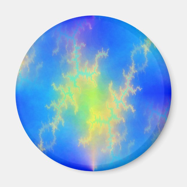 Blauer Himmel und goldgelbe Blitze Magnet (Vorne)