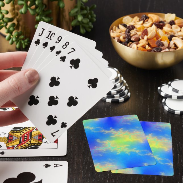 Blauer Himmel und goldgelbe Blitze Spielkarten (In Situ)