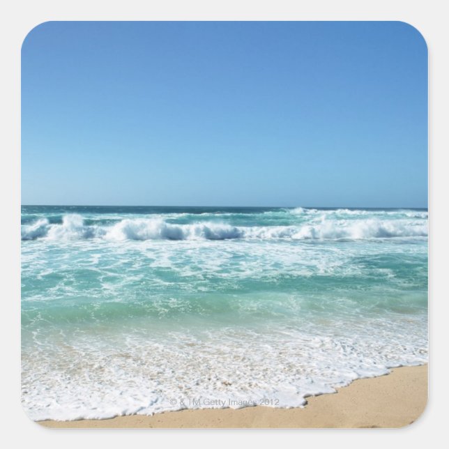 Blauer Himmel und Meer 18 Quadratischer Aufkleber (Vorderseite)
