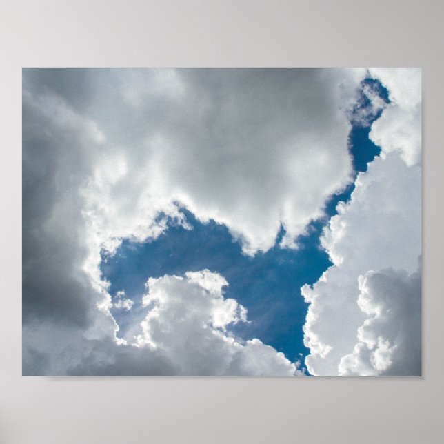 Blauer Himmel und sonnenbeleuchtete Wolken Poster (Vorne)