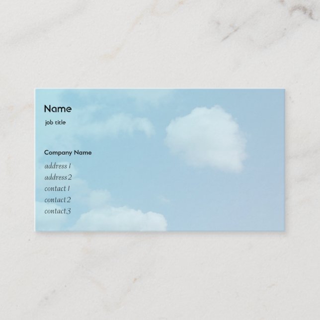 Blauer Himmel und weiße Wolken Visitenkarte (Vorderseite)