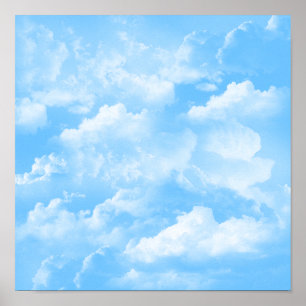 Blauer Himmel-Weiß bewölkt Plakat