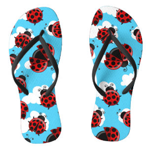 Blauer Himmel Weiße Wolken Rote Marienkäfer Käfer Flip Flops