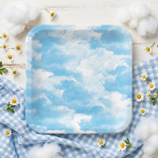 Blauer Himmel Wolken Pappteller