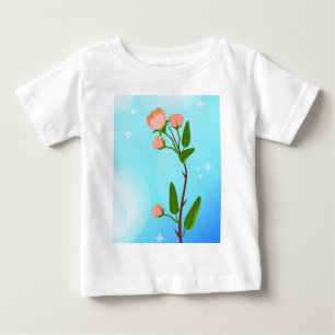 Blauer Himmelsverlauf mit blühendem Frühlingsarm Baby T-shirt