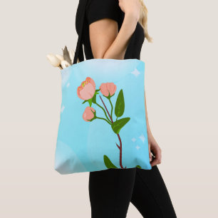 Blauer Himmelsverlauf mit blühendem Frühlingsarm Tasche