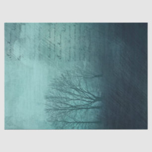 Blauer Hintergrund mit Bäumen und Schreiben Seidenpapier