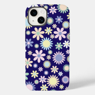 Blauer Hintergrund mit Blumenmuster Case-Mate iPhone 14 Hülle