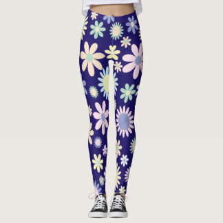 Blauer Hintergrund mit Blumenmuster Leggings