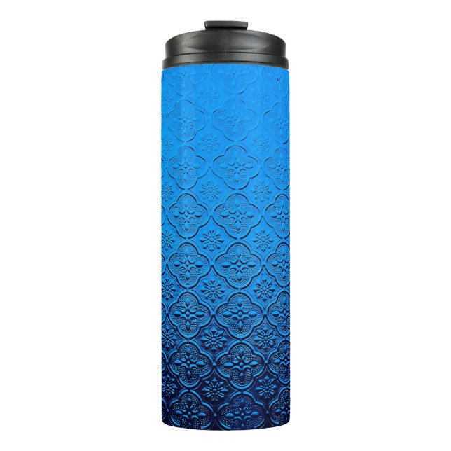 blauer Hintergrund Thermosbecher (Vorderseite)