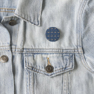 Blauer Hintergrund Thread-Effekt Blumenmuster Button