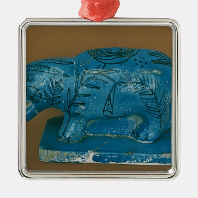 Blauer Hippopotamus mit schwarzer Dekoration (Vorne)