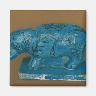 Blauer Hippopotamus mit schwarzer Dekoration Magnet