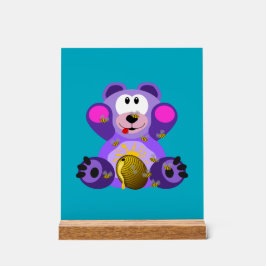 Blauer Honig Bär Acrylschild