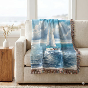 Blauer Horizont Einsames Segelboot Decke