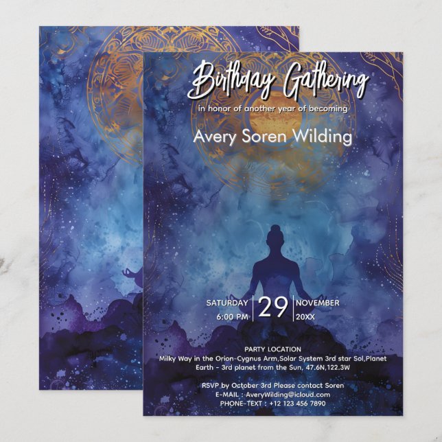Blauer Horizont | Ruhige Meditationskomposition Einladung (Vorne/Hinten)