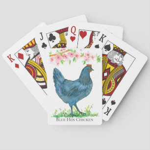 Blauer Hühnerpfirsichblüten Spielkarten