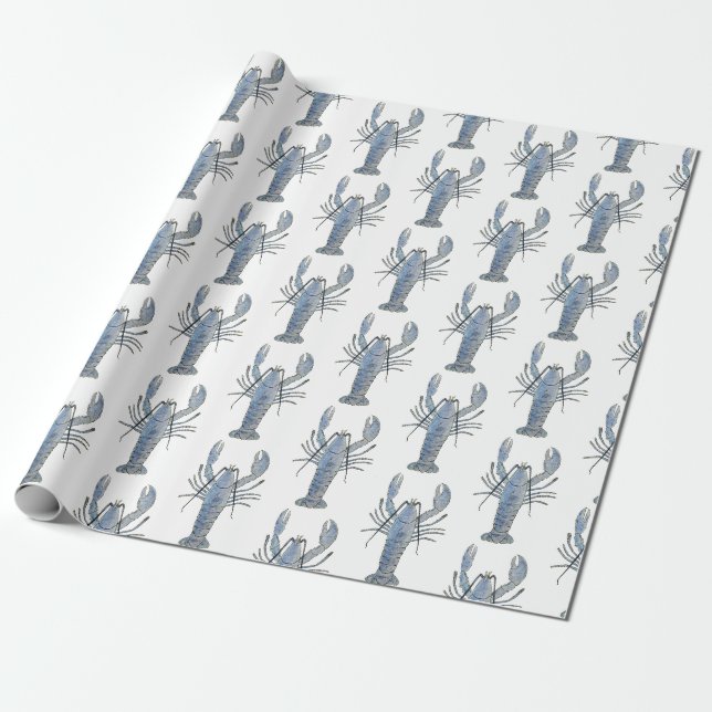 Blauer Hummer Geschenkpapier (Ungerollt)