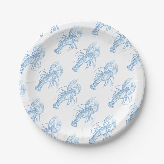 Blauer Hummer Pappteller (Vorderseite)