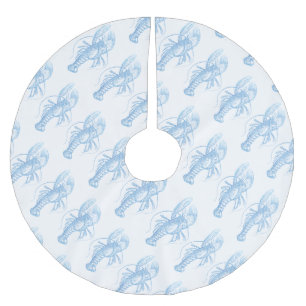 Blauer Hummer Polyester Weihnachtsbaumdecke