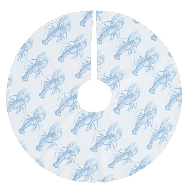 Blauer Hummer Polyester Weihnachtsbaumdecke (Vorderseite)