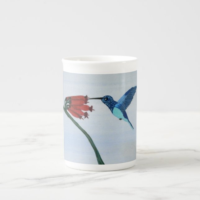 Blauer Hummingvogel Prozellantasse (Vorderseite)