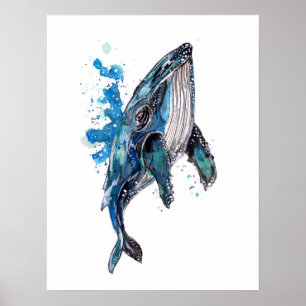 Blauer Humpback Whale Poster
