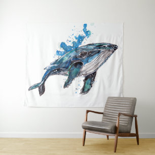 Blauer Humpback Whale Wandteppich