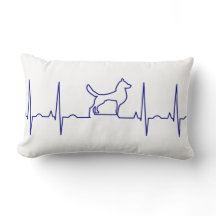 Blauer Hund Herzschlag Lumbar Pillow