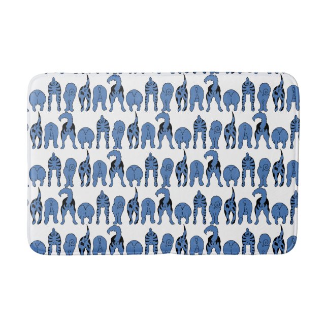 Blauer-Hund-Hintern-Muster Badematte (Vorderseite)