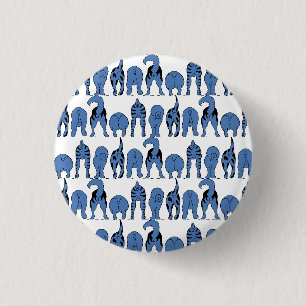 Blauer Hund-Hintern-Muster Button