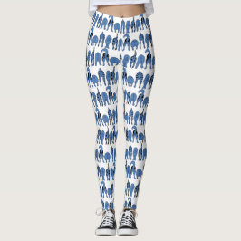Blauer-Hund-Hinterteile-Muster Leggings