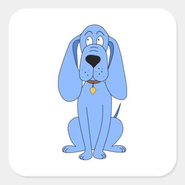 Blauer Hund. Hund. Quadratischer Aufkleber (Vorderseite)