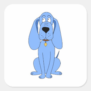 Blauer Hund. Hund. Quadratischer Aufkleber