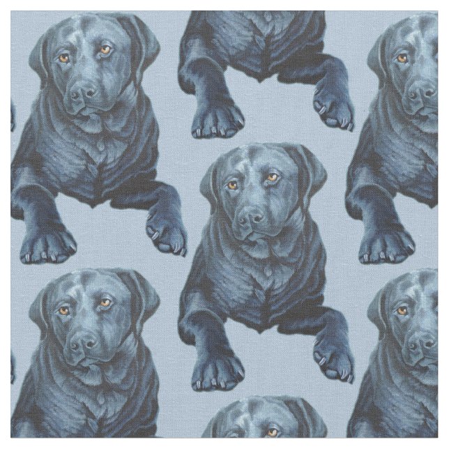 Blauer Hundegewebe aus schwarzem Lab Muster Stoff (Nahaufnahme)
