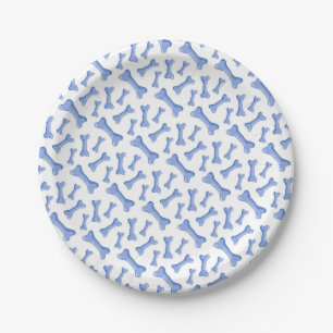 Blauer Hundenknochen Delikate Niedliche Welpen Tie Pappteller
