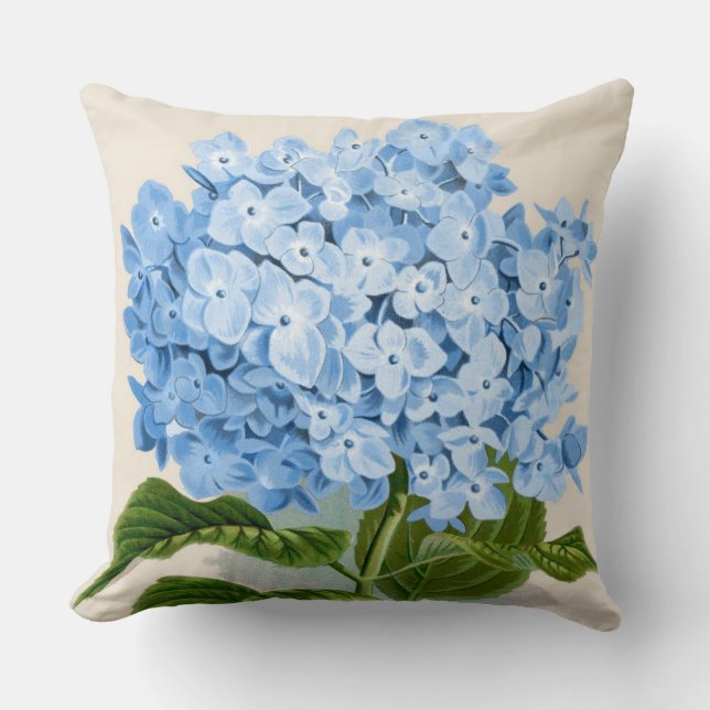Blauer Hydrangea-botanischer Druck Kissen (Vorderseite)