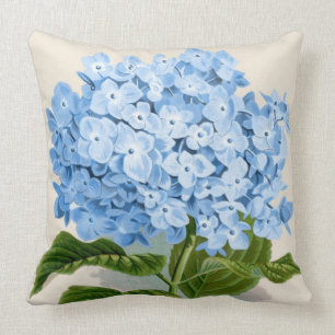 Blauer Hydrangea-botanischer Druck Kissen
