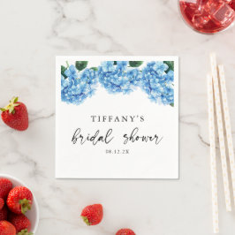 Blauer Hydrangea Brautparty Begrüßungszeichen Serviette