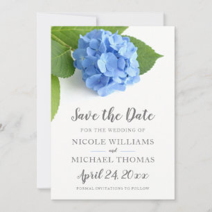 Blauer Hydrangea mit Blumen Save The Date