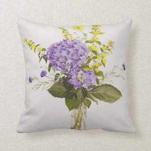 Blauer Hydrangea mit gelbem Felberich Kissen