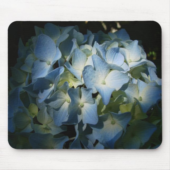 Blauer Hydrangee Blume Floral Blume Foto Mousepad (Vorne)