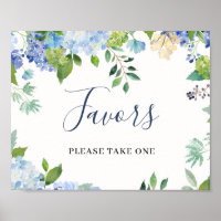 Blauer Hydrangee Gastgeschenke Hochzeiten Schild P