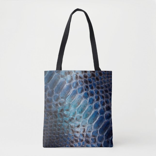 Blauer Imitat Lederschlange Druck Tasche (Vorderseite)