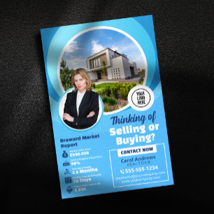 Blauer Immobilienmarktbericht Realtor & Broker Flyer