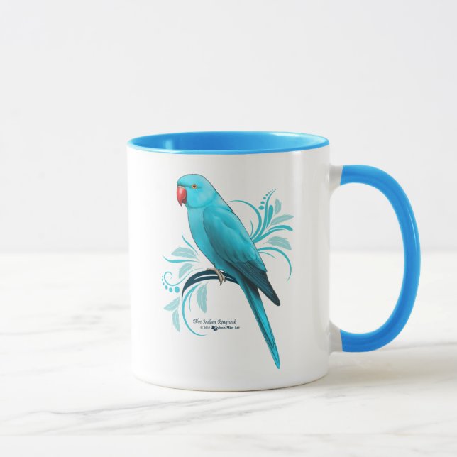 Blauer Inder Ringneck Papagei Tasse (Rechts)